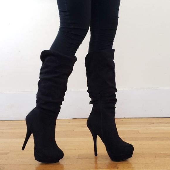 over the knee platform heel boots